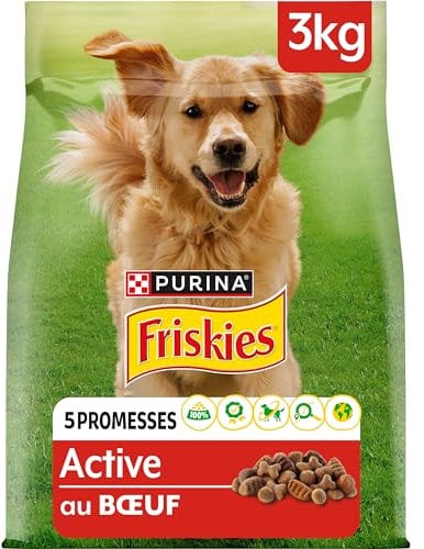 FRISKIES | Aktiv | Hund | Trockenfutter für ausgewachsene Hunde | mit Rindfleisch | hilft, EIN hohes Energieniveau aufrechtzuerhalten | Beutel | 3 kg