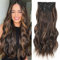 Xtrend 20 Zoll Dunkles Braunes Goldene Locken Haarverlängerung Clip-in Haarverlängerung Synthetisches Haar für Frauen und Mädchen 4PCS Volles Set Dicke Locken Welle Synthetisches Haar (2H426)