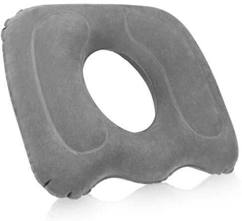 Aufblasbares Donut-Kissen, Orthopädisches Sitzkissen, Sitzring Steißbein Entlastung, Ideal für Steißbein, Prostata, Ischias, Bettwunden, Hämorrhoiden Sitzkissen für Zuhause, Büro, Auto, Grau