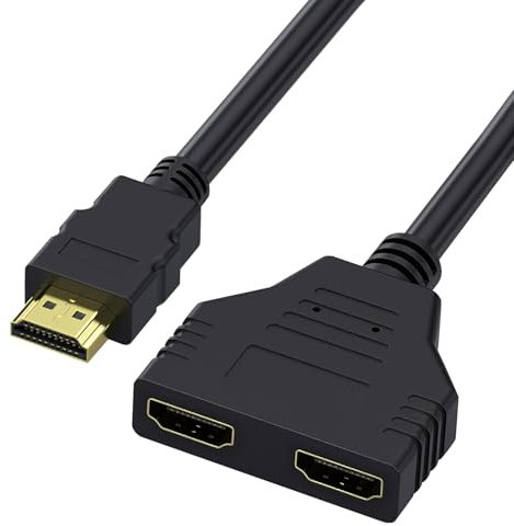 HDMI Cable Splitter - 1 in 2 Out HDMI Splitter, Male to Dual Female, 1 to 2 Way Distributor for LCD, LED, TV, DVD and More, Plug and Play