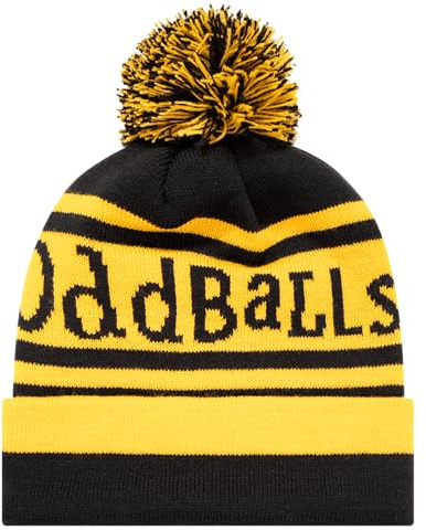 OddBalls | Unisex Bobble Hat | Winter Hat for Men/Women | Wooly Hat | Black & Amber