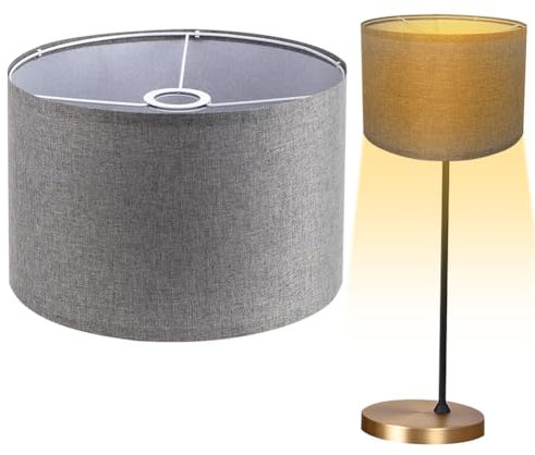 Tutamaz Stoff Lampenschirm,Lampenschirme für Tischlampe,Naturleinen Hardcover Handgefertigt Stoff-Lampenschirm Hängelampe | 30/20/20cm | für Stehlampe Wandlampe Nachttischlampe Pendelleuchte (Grau)