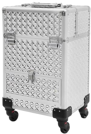 OLKKEFT Tragbarer Make-up-Organizer mit Schublade, Kosmetikwagen, Make-up-Aufbewahrungs-Organizer mit 4 Rädern zur Aufbewahrung von Werkzeugen oder täglichen Notwendigkeiten (Silber)