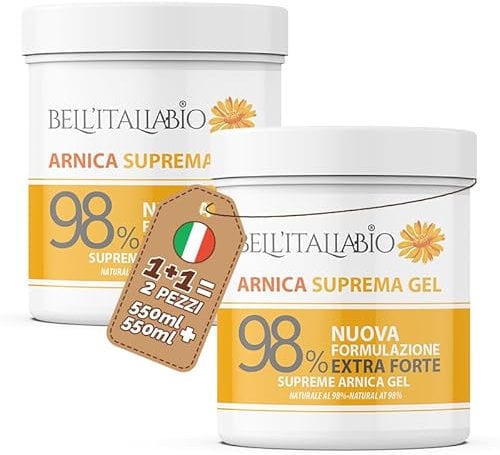Arnika Salbe Hochkonzentriert 550ml Maxiformat Extra Stark 98% Natürliche Muskelentspannung Salbe Gel für Sport und Lokale Massagen Arnica Gel Pferdesalbe Für Muskeln 100% (1.1 l (1er Pack))