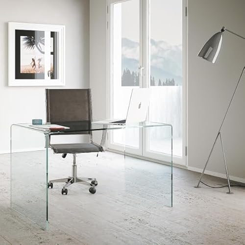 Escritorio de cristal Office Glass – Diseño moderno y elegante, perfecto para oficina y estudio, estructura resistente y refinada (120 cm)