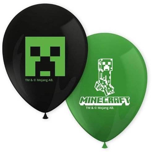 8 Luftballons * MINECRAFT * als Deko für Kindergeburtstag und Mottoparty | 85cm Umfang | Disney Luftballon Ballons Ballondeko Mottoparty Kinderparty