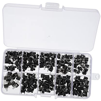 ABOOFAN 180pièces Interrupteurs à Bouton Poussoir Sensibles Micro-tact Kits De Boutons Momentanés Pour Bricolage Assorties