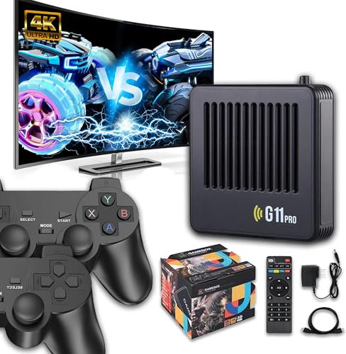 G11 Pro Game Box Consola Retro,4K Game Stick 60+Emulador,60000+ Juegos,Sistema Dual Salida HD Consola de Videojuegos con Mandos Inalámbricos,Plug & Play Emulador Consola,Regalo para Adultos (256G)