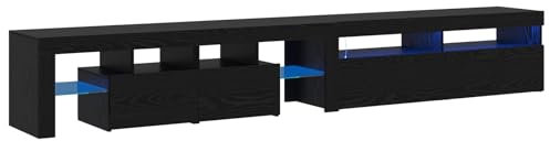 vidaXL Mobile TV 2 Pz con Luci LED Rovere Nero Legno Ingegnere 120X35X40 cm Centro di Intrattenimento Mobili Moderni da Soggiorno unità in Legno Mobile con Ripiani Illuminazione Decorativa