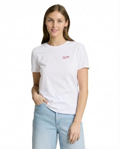 TOM TAILOR Denim Damen T-Shirt mit Schriftzug