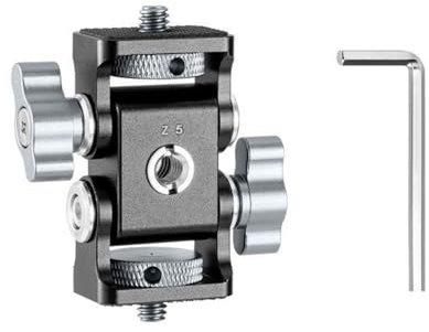 2 Head Camera Gimbal Mount for LED Light Monitor and Phone Holder 360 Rotating Live Streaming and Photography 2 Head Camera Mount