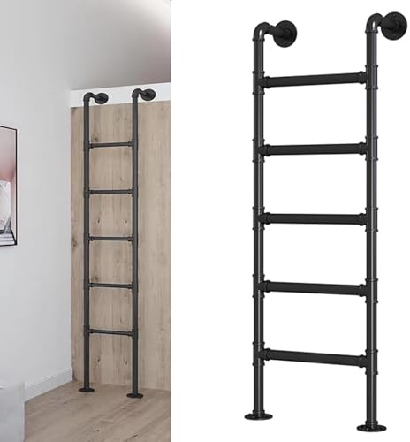 ZENSTYW Hochbett Leiter Metall,Wandmontage Hochbettleiter Zum EinhäNgen Etagenbettleiter,Für Kellerfensterschächte,Dachböden,Wohnheim(125cm/49.2in)
