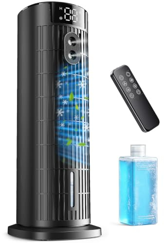 Condizionatore Portatile Senza Tubo (<30 dB), Motore CC Aggiornato 2026, Alta Velocit 7,5 m/s, Timer 10 Ore, Oscillazione 90° e 4 Ventilatore, Climatizzatore Portatile con Telecomando, Nero Satinato