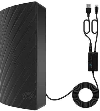 Antena de TV Exterior Interior, 39DBI Antena TV de 480km Impermeable con Cable Coaxial 10M, Amplificador Inteligente de Señal y Modo de Doble Señal para Canales de 1080P 4K DVB-T DVB-T2