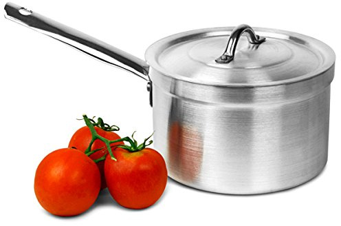 Genware 807-18 Sauce Pan and Lid, Heavy Duty, 18 cm, 3L