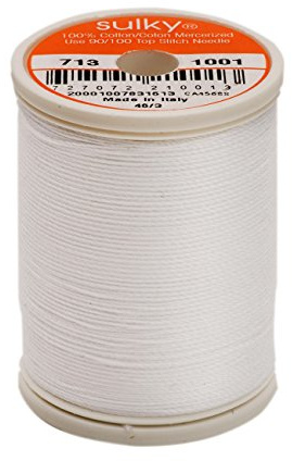 Sulky of America 660d 12wt 2-Ply Cotton Thread, 330 yd, Bright White