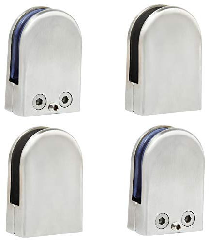 Discoball 4 x (10-12mm) Stainless Steel 304 Glass Clamp Bracket Holder for Window Balustrade Stair Handrail- (4-pack) - Upgraded