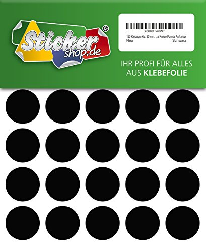 120 Klebepunkte, 30 mm, schwarz, aus PVC Folie, wetterfest, Markierungspunkte Kreise Punkte Aufkleber