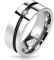 Bungsa 49 (15.6) Edelstahl Kristall Ring mit diagonal schwarzem Mittelring Silber hochglanzpoliert Damen Herren Partnerringe (Ring Damen Fingerring Partnerringe Verlobungsringe Trauringe Damenring)