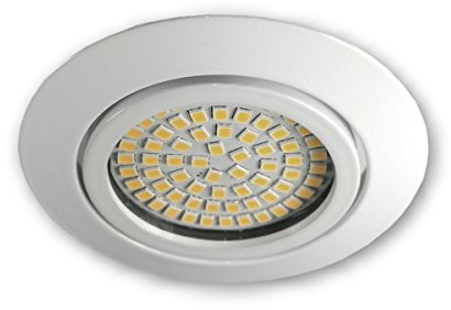 LICHT DISCOUNT LED Einbaustrahler 230 V S0307 weiss - Einbauleuchte Spot Strahler inkl. 3.5 W LED warmweiss - geringe Einbautiefe nur 27 mm - Deckeneinbaustrahler Deckenspot Einbauspot