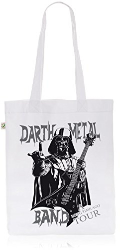 style3 Darth Metal Band Biobaumwolle Beutel Jutebeutel Tasche Tote Bag Vader, Farbe:Weiß