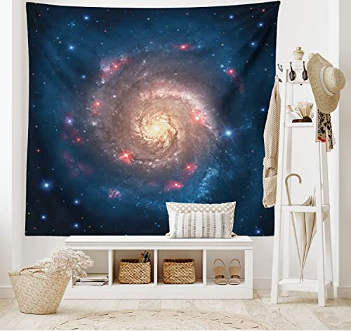 ABAKUHAUS Weltraum Wandteppich und Tagesdecke, Black Hole Cosmos Space, aus Weiches Mikrofaser Stoff Wand Dekoration Für Schlafzimmer, 230 x 140 cm, Petrolblau Pfirsich