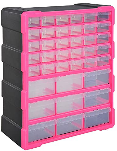 DURHAND 39 Drawers Parts Organiser Wall Mount Tools Storage Cabinet Small Nuts Bolts Garage Clear
