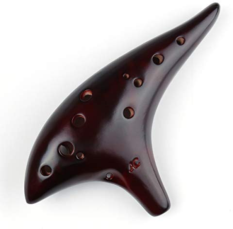 Unique Burning Ocarina 12 Agujeros Esmalte Brillante 12 Agujeros Ocarina Profesional Brillante en Alto (Rojo Oscuro)