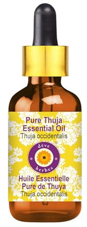 Deve Herbes Pure Thuja Essential Oil (Thuja occidentalis) with Glass Dropper Steam Distilled 100ml (3.38 oz)