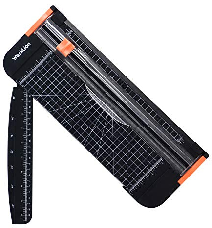 WORKLION Craft Paper Cutter - A4 Straight Paper Cutter with Security Blade for Cut Gift Card, Coupon, Label, Cardstock, Photo, 12 inch Black Office Paper Trimmer