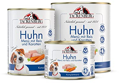 TACKENBERG Hühnchen mit Langkornreis & Karotten Nassfutter Dose für Hunde - Hundefutter in Premiumqualität - 12 x 400 g