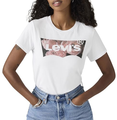 Levi's Damen The Perfect Tee T-Shirt,Housemark Photo Fill - White,S