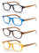 MODFANS (4 Pack Lesebrille 3.5 Herren/Damen,Gute Brillen,Hochwertig,Komfortabel,Rechteckig,Holz-Effekt,Super Lesehilfe,fur Manner und Frauen