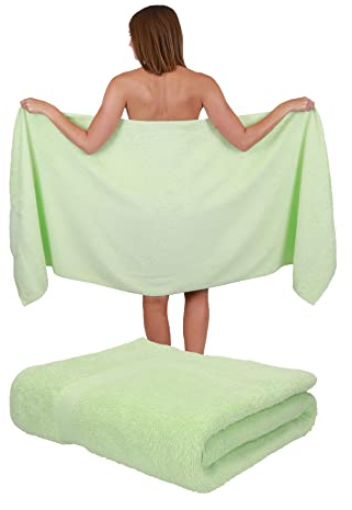 Betz 2 Stück Saunatücher Saunatuch Saunahandtuch Set Palermo 100% Baumwolle Frottier XXL Badetuch Strandtuch Größe 80 x 200 cm (grün)