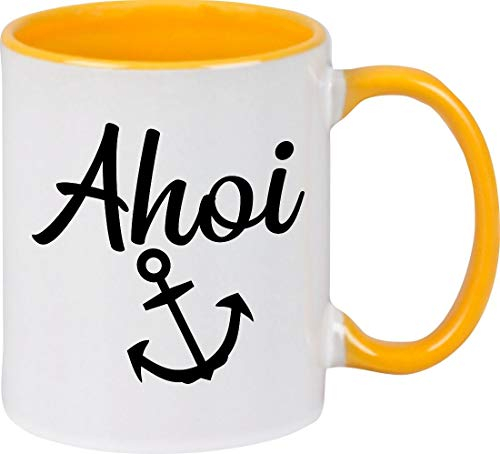 ShirtInStyle Tasse, AHOI Anker, Kaffeepott, Kaffeetasse, Farbe Gelb