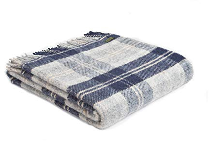 Tweedmill Überwurf aus reiner Schurwolle, Marineblau