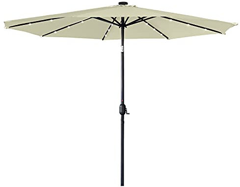 UISEBRT Parasol en aluminium inclinable avec manivelle Protection UV 40+ 350cm mit LED beige