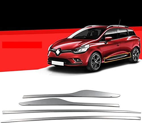 Lot de 4 moulures de protection pour porte latérale en acier inoxydable chromé pour Reanult Clio 4 IV 2012+ et