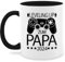 Tasse Tassen 325ml - Geschenk Vatertag - Leveling up zum Papa 2025 mit Controller - schwarz - 325 ml - Schwarz - daddy to be 2023 vatertagstasse vatertagsgeschenk 2024 kaffeetasse werdender