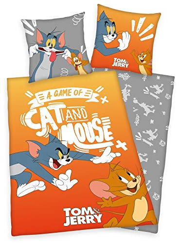 Arle-Living Tom & Jerry Bettwäsche mit Wende Motiv 135x200 cm + 80x80 cm Katze und Maus