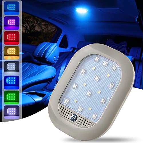 Teguangmei Luci per Tettuccio Auto LED 8 Colori Senza Fili, Ricaricabile USB per Interni, Adatta per Camion, Armadi, Campeggio