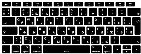 MiNGFi Russisch Tastaturschutz für MacBook Air 13, A1932, EU/ISO | Für MacBook Air 13 (A1932, 2018-2019), Pfeiltasten links/rechts mit voller Höhe & Touch ID, Silikon, Schwarz