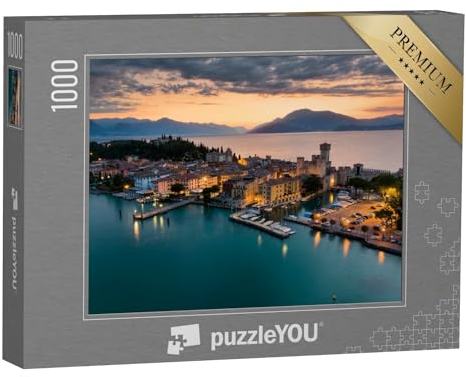 puzzleYOU: Puzzle 1000 Teile „Sonnenaufgang über Sirmione am Gardasee“ – aus der Puzzle-Kollektion Gardasee