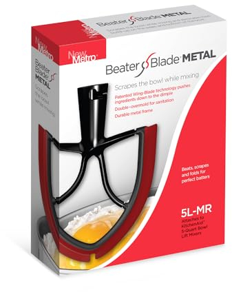 New Metro Design 5L-MR Beater Blade METAL, works w/most KitchenAid 5 Quart Bowl-Lift Stand Mixers, Red