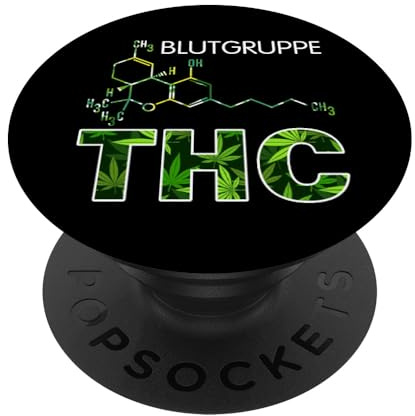 Partyszene Blutgruppe THC Drogen Weed Gras Cannabis Marihuana PopSockets Klebender PopGrip Schwarz