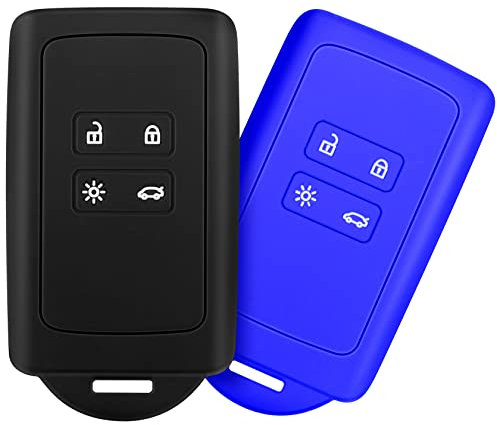 Yosemy 2pcs Cover Copri-Chiave Compatibile con Renault con 4 tasti Smart Key (solo Keyless Go) - Copertina Protettiva in Silicone - Custodia per Chiavi Auto per Clio/Master Bus/Talisman/Megane usw