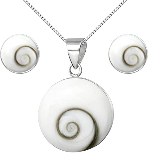 EYS JEWELRY Schmuckset Silber 925 Damen Shiva Auge Muschel Ohrringe Ohrstecker Halskette Kette Geschenkbox Geburtstagsgeschenk für Frauen Schmuck Geschenke