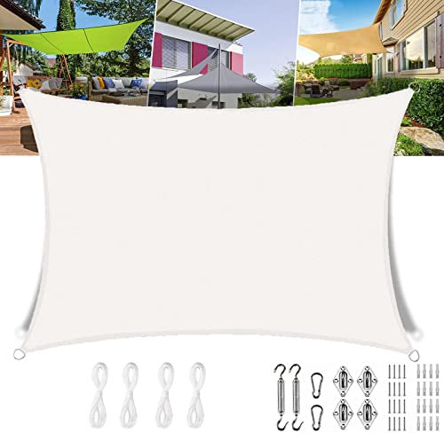 Pergola Protection des Rayons UV 3x7m Rectangulaire, Imperméable Pergola pour Jardin Terrasse Camping Fête Piscine, sur Mesure avec Kit de Fixation, Blanc