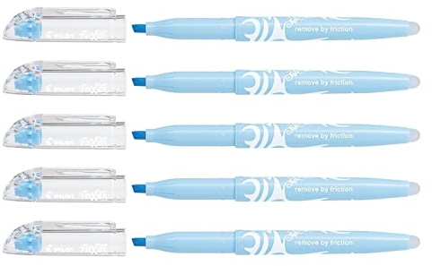 Pilot Frixion Light Natural Highlighters Set of 5 Bevelled Tip Sky Blue