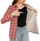 Minetom Kariert Hemd Damen Samt Warm Plaid Herbst Winter Langarm Jacke Gefüttert Plüsch Blusenshirt Hemdbluse Knöpfen Karo Blusen Stil Z Rosa 38